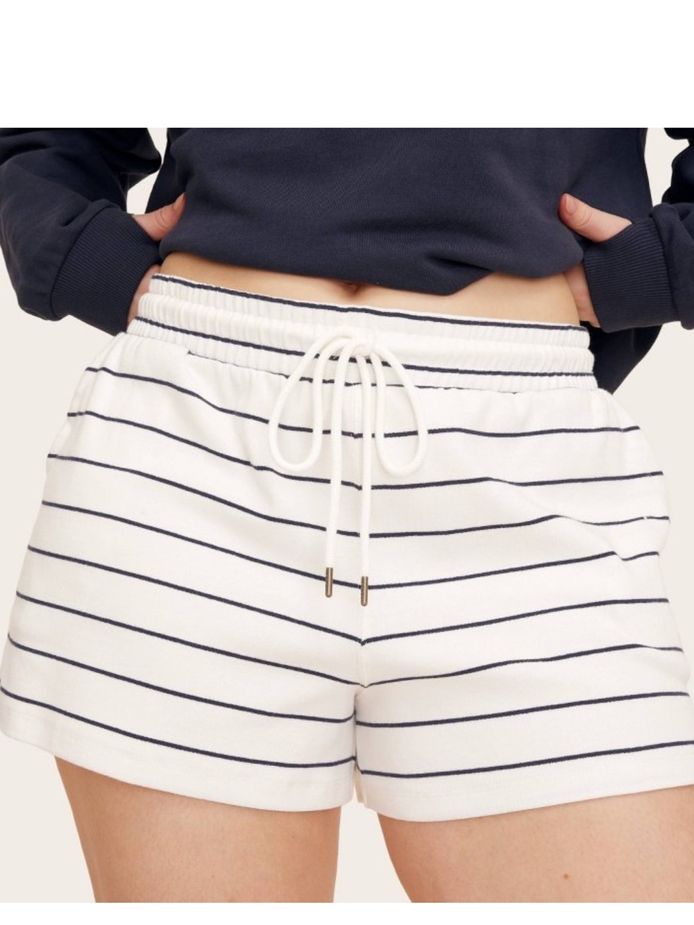 NWT PARKE x Target Navy Blue Striped High-Rise Drawstring Knit Pull-On Shorts